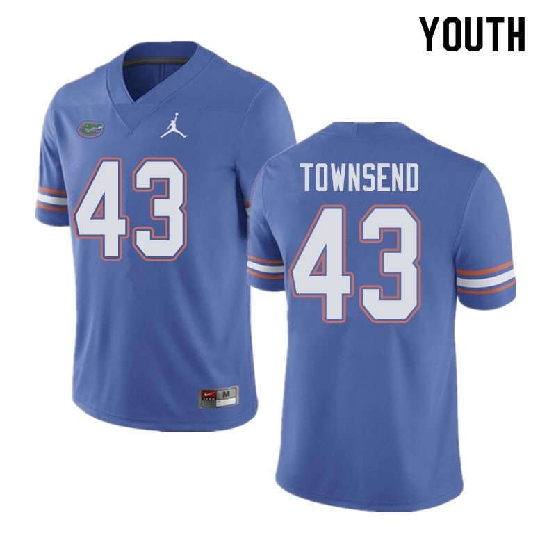 NCAA Florida Gators Tommy Townsend Youth #43 Jordan Brand Blue Stitched Authentic College Football Jersey RUU6564LG